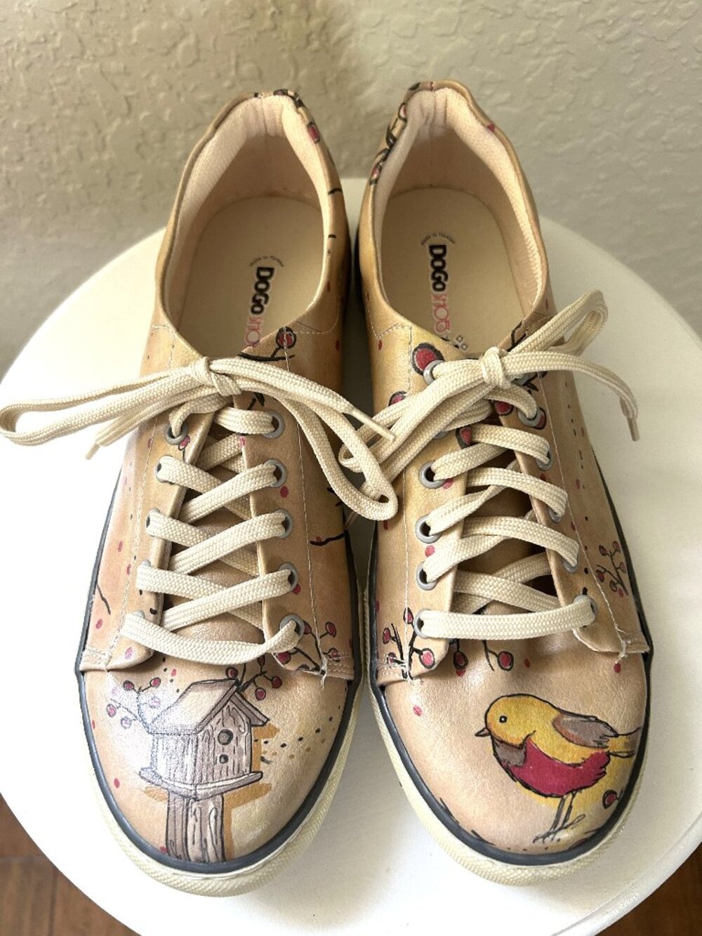 NWOT Dogo Vegan Leather "A Little Bird Told Me" Tennis Shoes